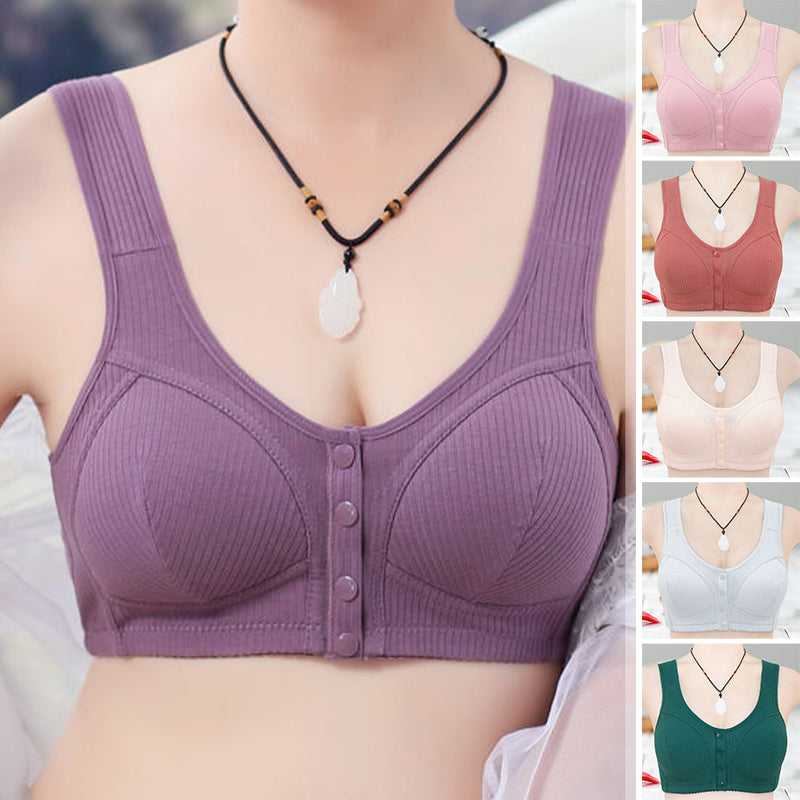 Women's adjustable button front bra