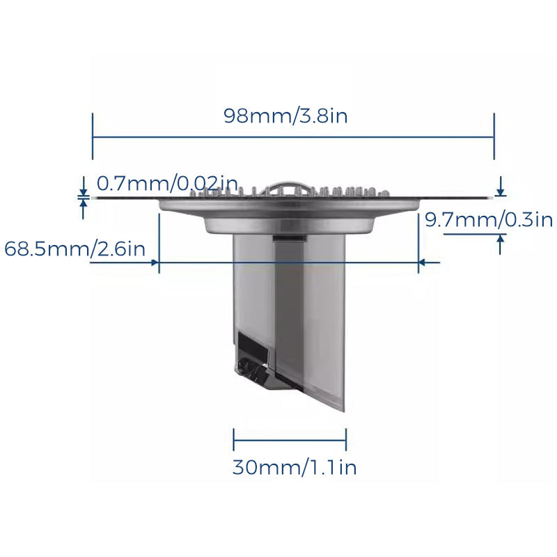 Anti-odour floor drain in stainless steel