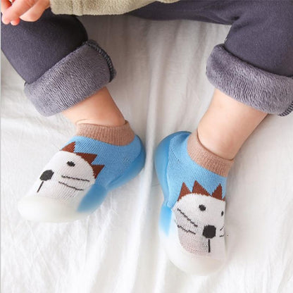 Anti-slip baby slippers with animal pattern