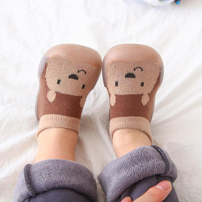 Anti-slip baby slippers with animal pattern