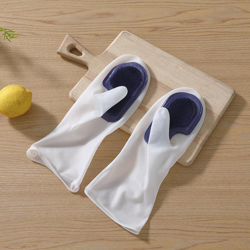 Anti-slip gloves with brush for versatile cleaning