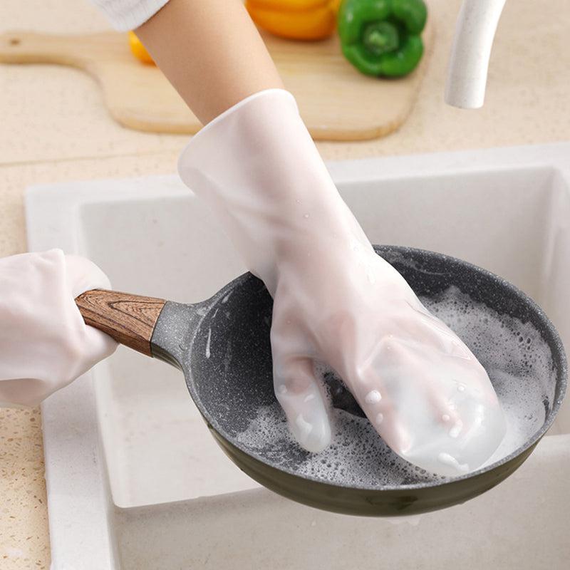 Anti-slip gloves with brush for versatile cleaning