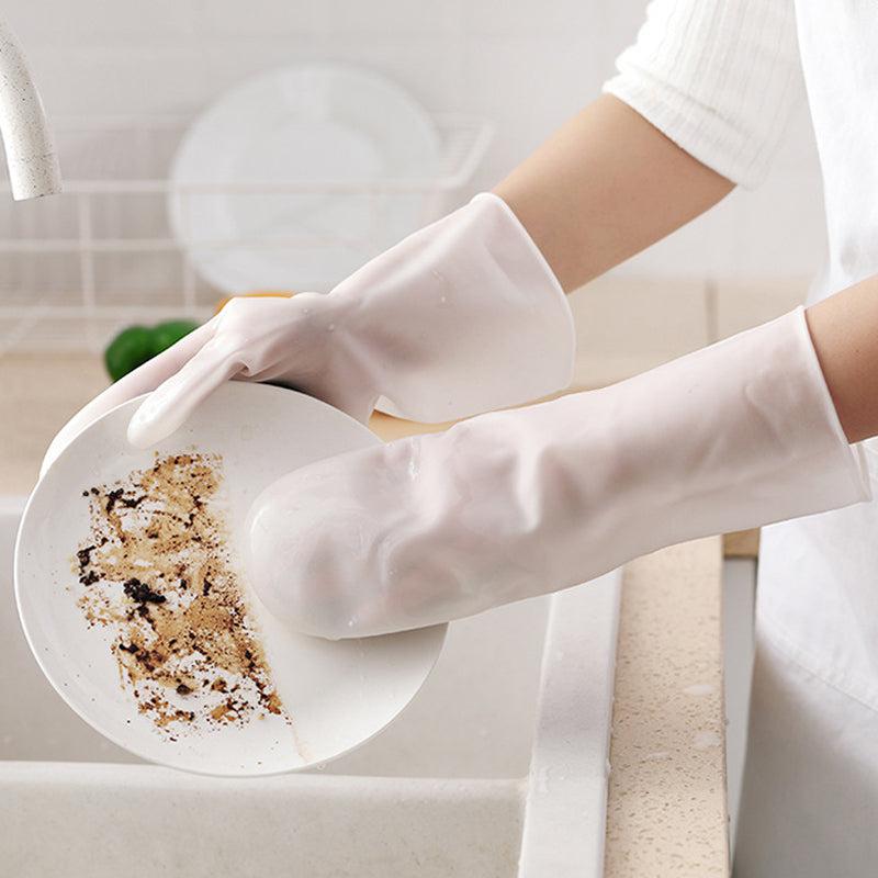 Anti-slip gloves with brush for versatile cleaning