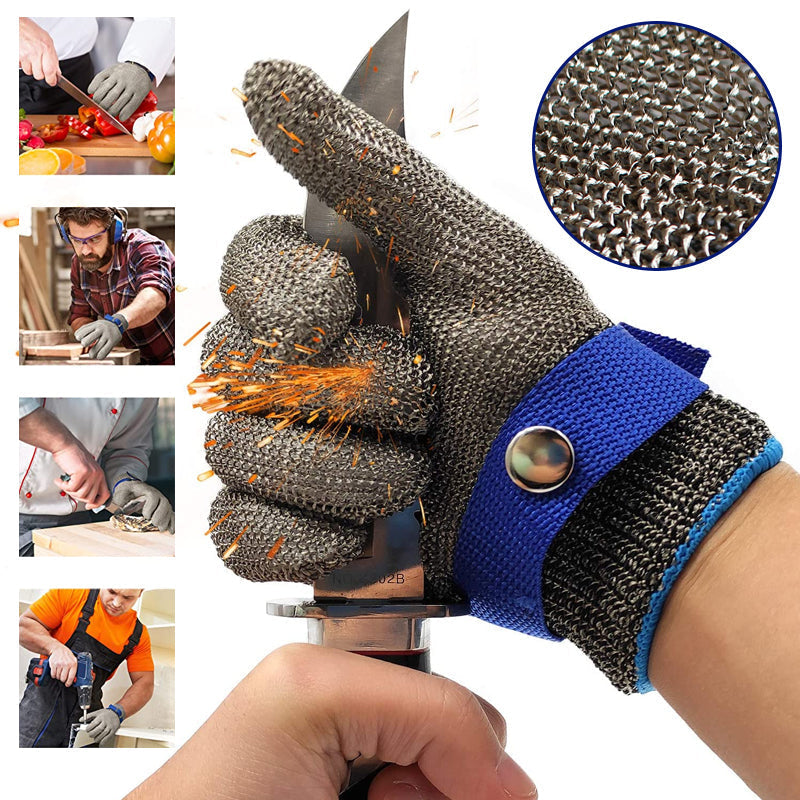 Work gloves in stainless steel mesh - cut protection ansi a9