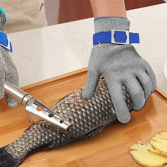 Work gloves in stainless steel mesh - cut protection ansi a9