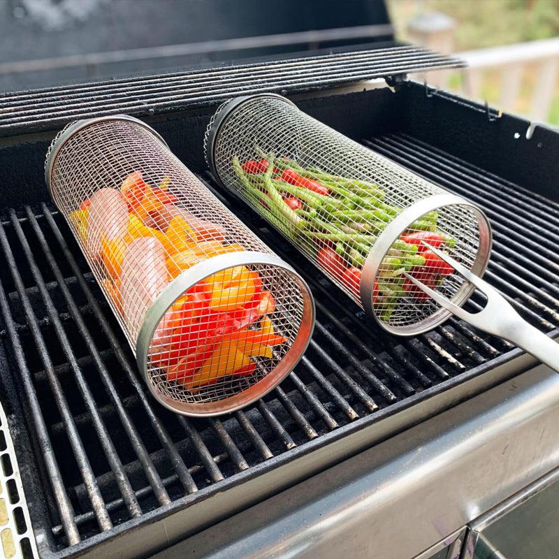 Barbecue basket cylinder in stainless steel