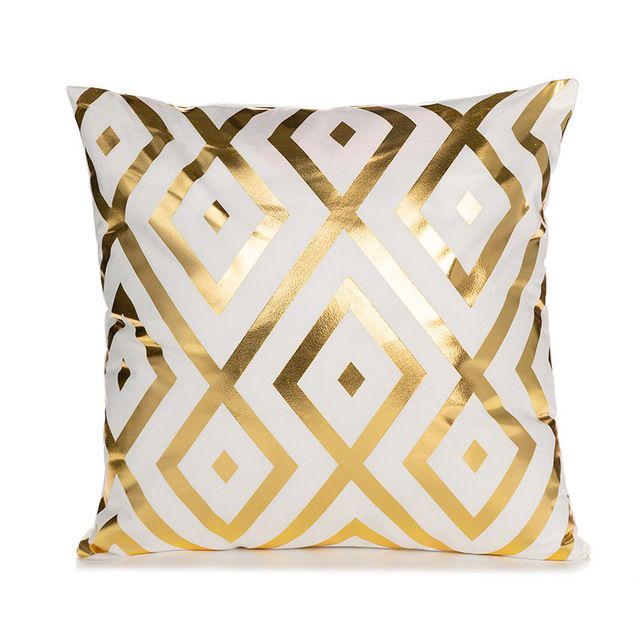 Cushion cover with gold print