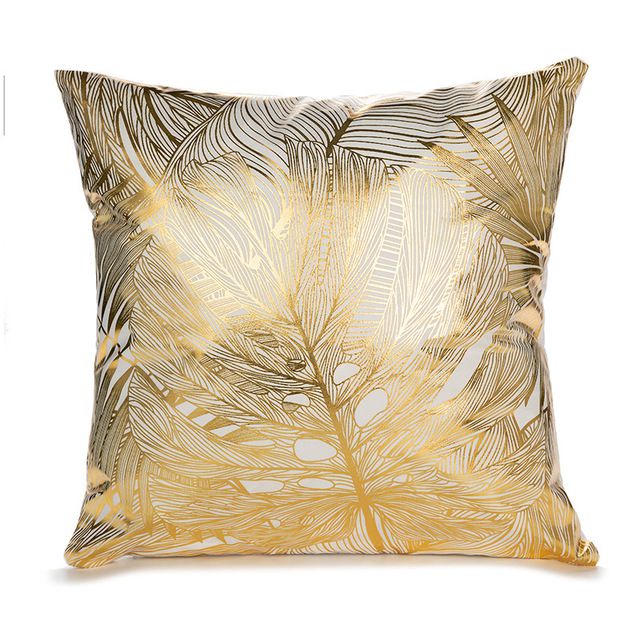 Cushion cover with gold print