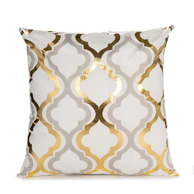 Cushion cover with gold print