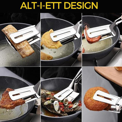 Double-sided frying pan clip in stainless steel