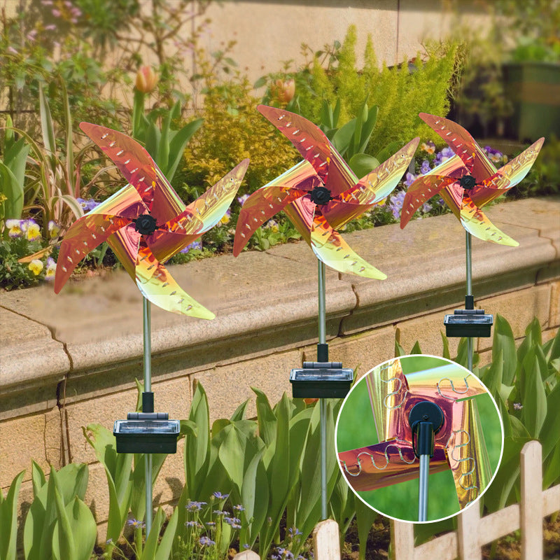 Colorful solar powered windmill light for the garden