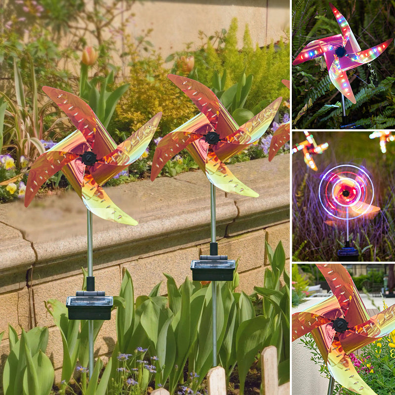 Colorful solar powered windmill light for the garden