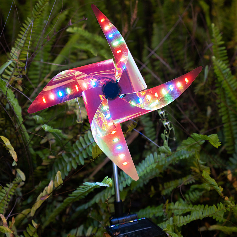 Colorful solar powered windmill light for the garden