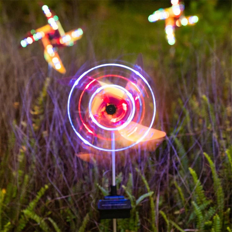 Colorful solar powered windmill light for the garden