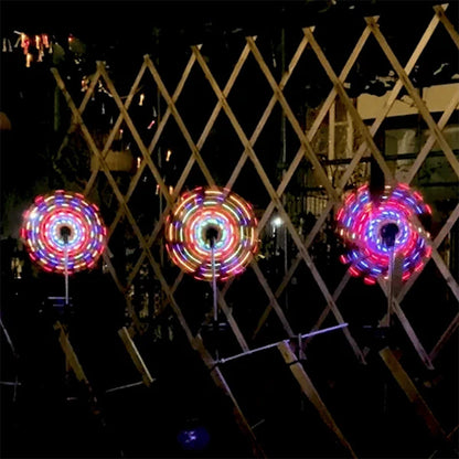 Colorful solar powered windmill light for the garden