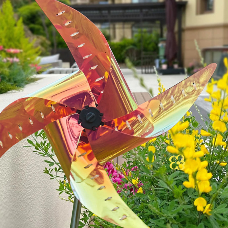 Colorful solar powered windmill light for the garden