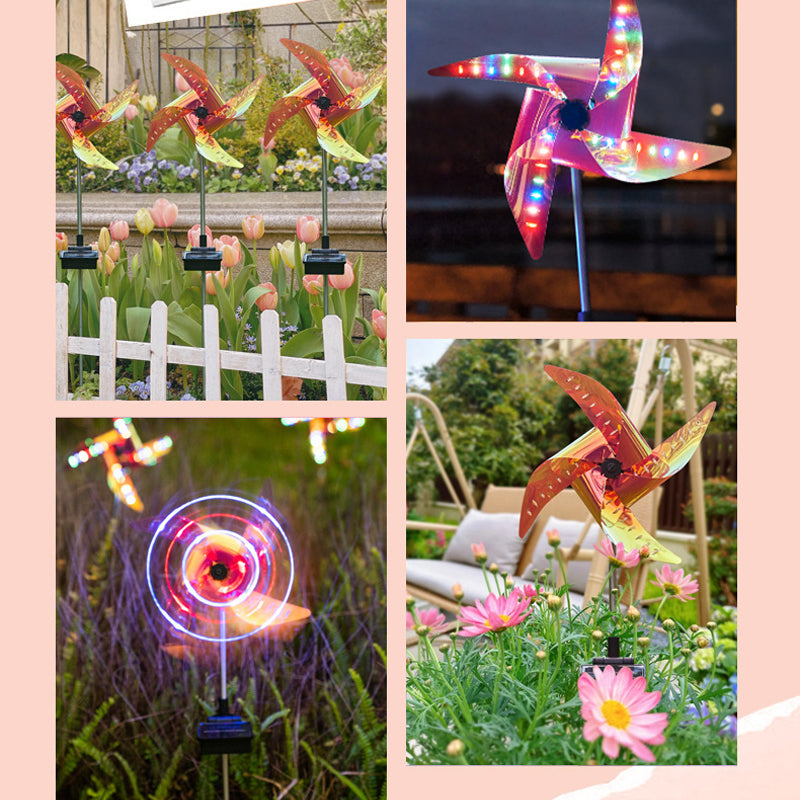 Colorful solar powered windmill light for the garden