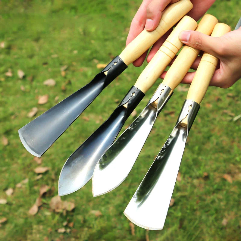 Stainless steel garden tool set with wooden handle