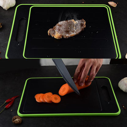 Quick-defrosting cutting board for efficient cooking