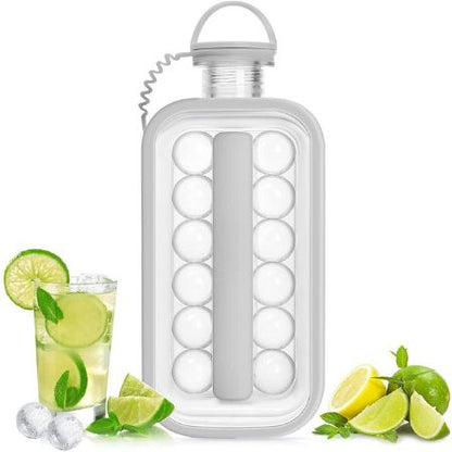 Hybrid bottle: ice cube tray and drinking bottle in one