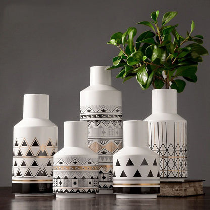 Ceramic vases with black and gold details