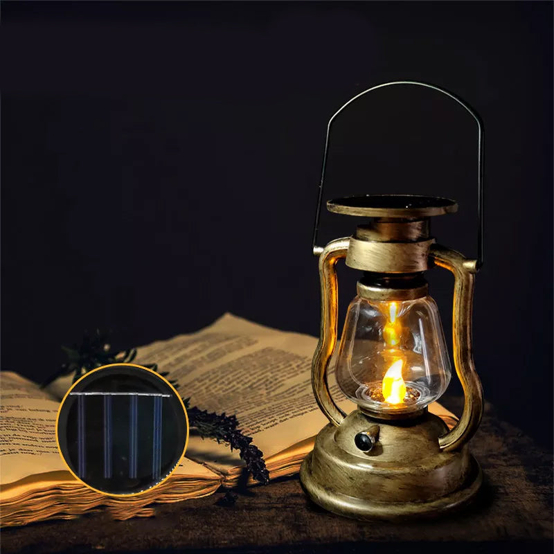 Led solar light retro kerosene lamp