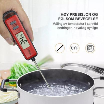 Food thermometer with instant reading and long probe