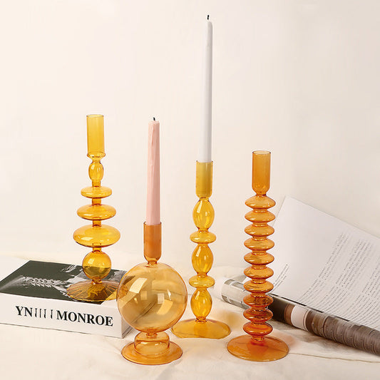 Retro candlesticks in glass