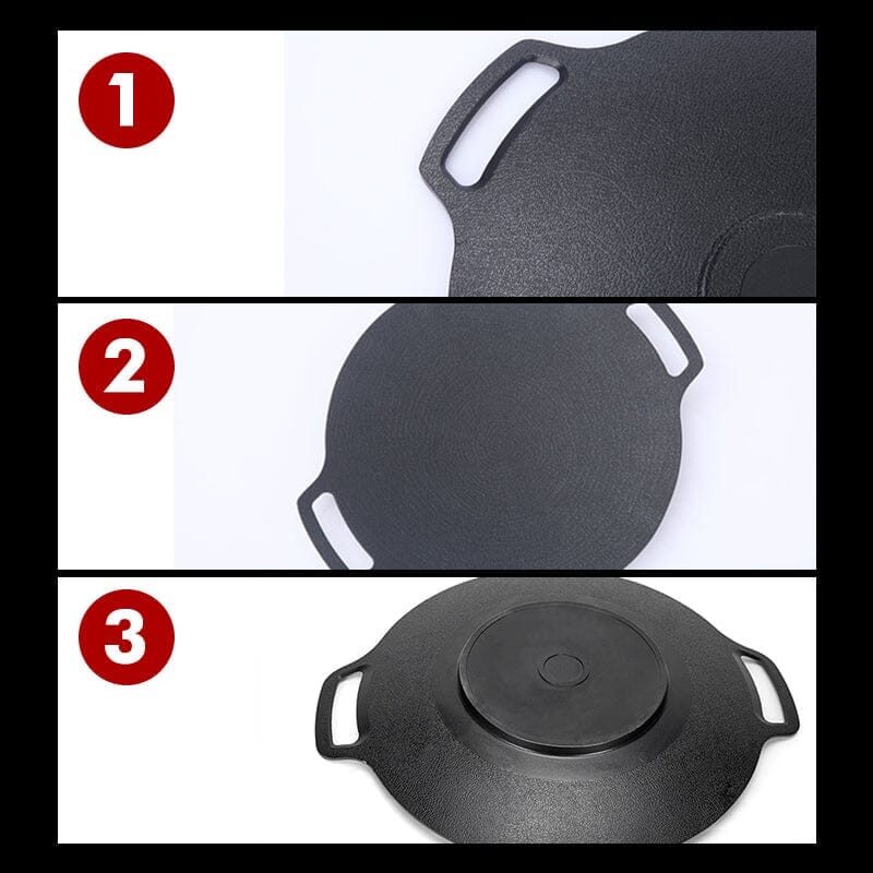 Non-stick round frying pan for grills and kitchens