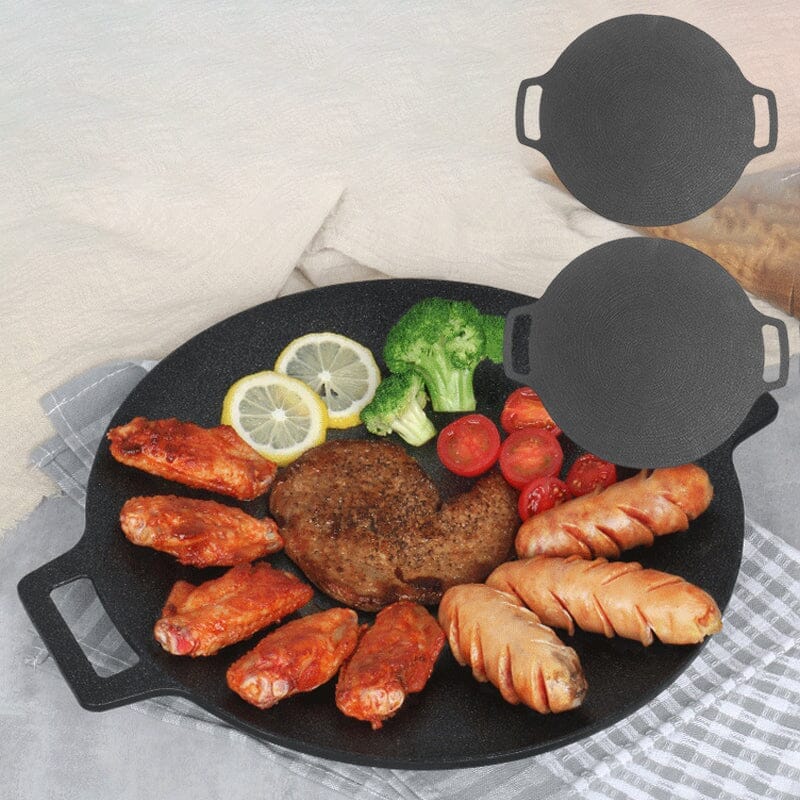 Non-stick round frying pan for grills and kitchens