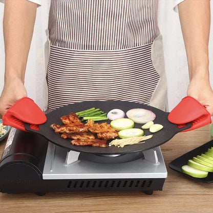 Non-stick round frying pan for grills and kitchens