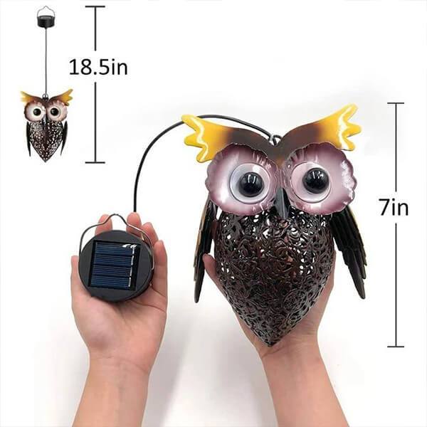 Retro owl solar lantern - charming garden decor