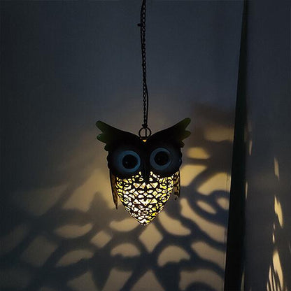 Retro owl solar lantern - charming garden decor