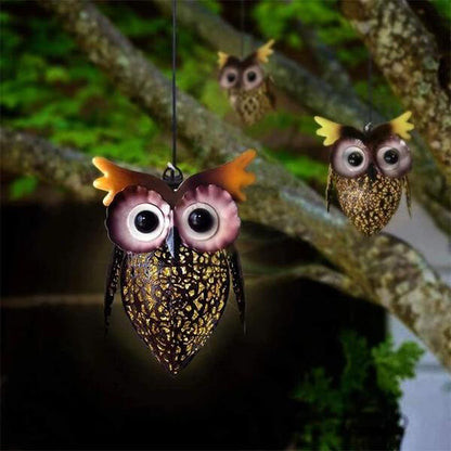 Retro owl solar lantern - charming garden decor