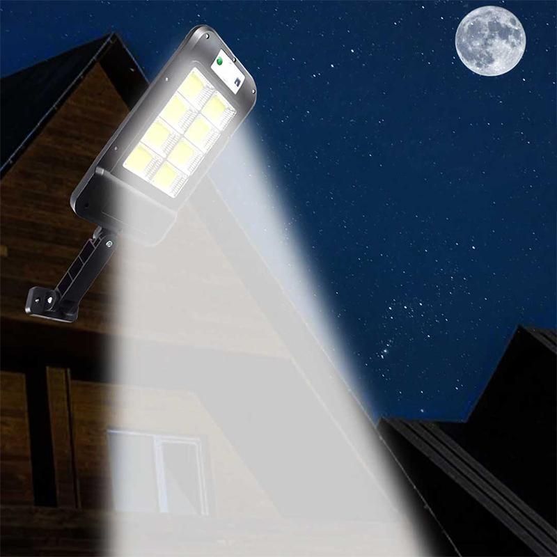 Solar-powered LED lamp for outdoor use