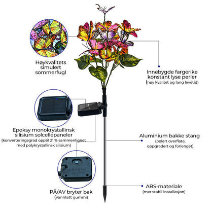 Solar powered butterfly garden lights - outdoor lighting