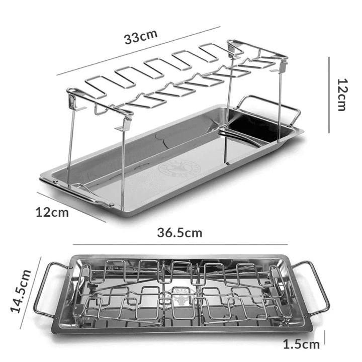 Roast chicken drum holder in stainless steel