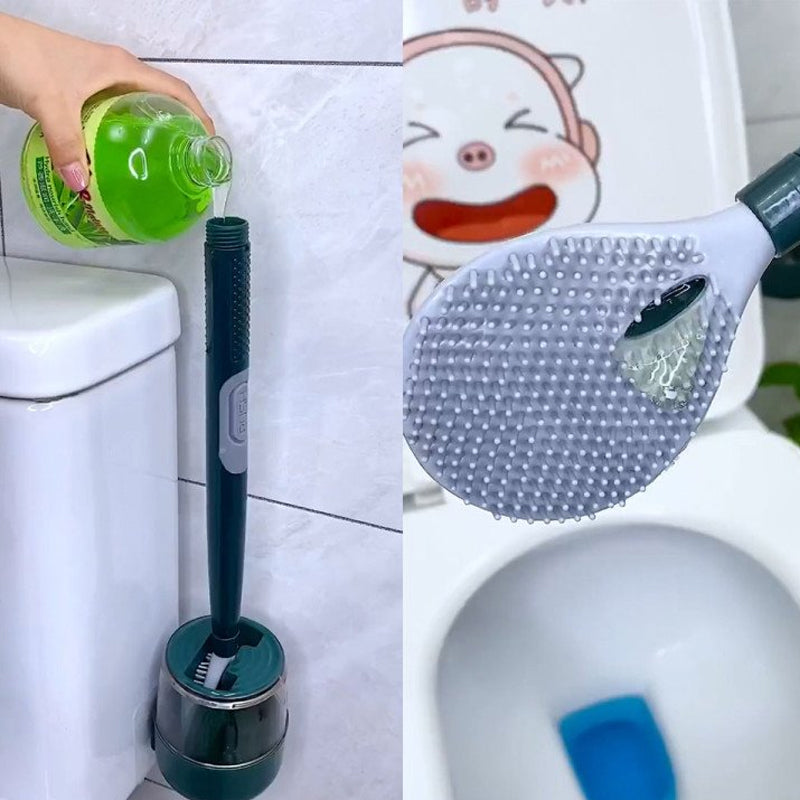 Liquid-filled silicone toilet brush - effective cleaning