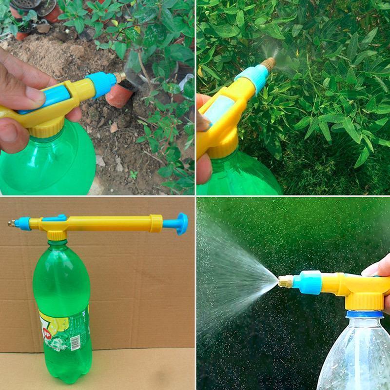 Water spray head for garden bottles - compact and adjustable