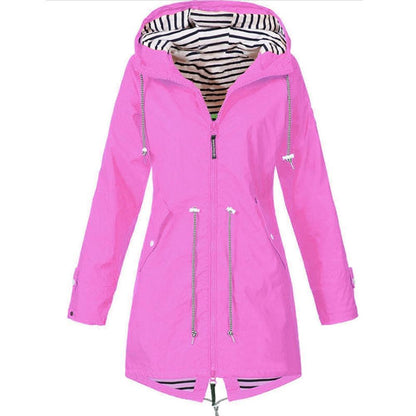 Waterproof hooded jacket for women - sports &amp; leisure