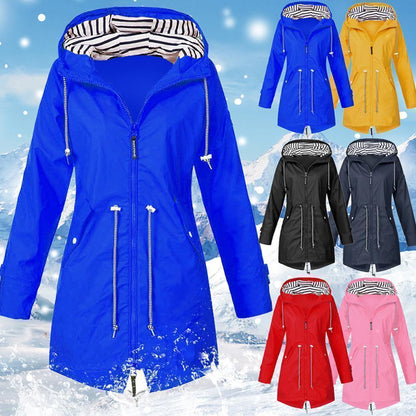 Waterproof hooded jacket for women - sports &amp; leisure