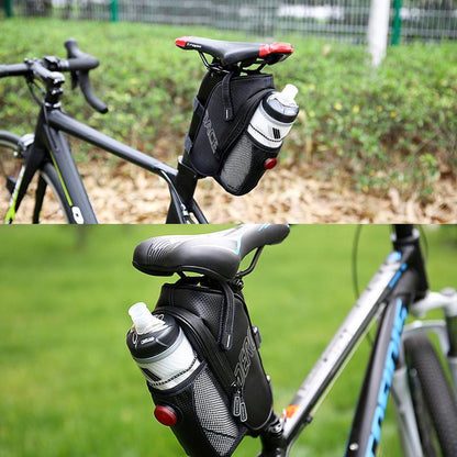 Waterproof bicycle saddle bag with rear light