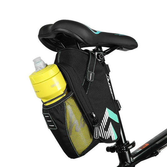 Waterproof bicycle saddle bag with rear light