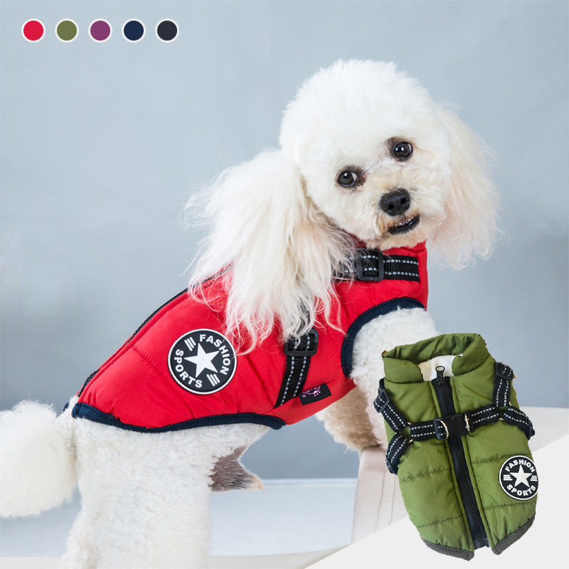 Waterproof winter jacket for dogs with a harness