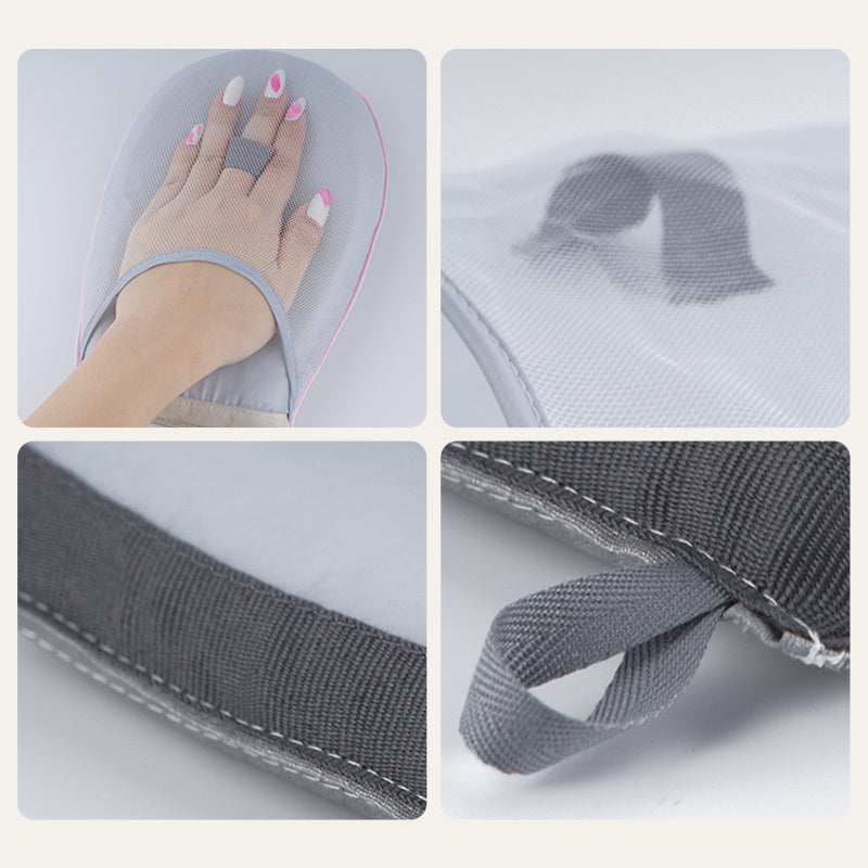 Heat-resistant ironing glove for safe clothing treatment