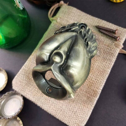 Wall-hung bronze bottle opener with goddess motif