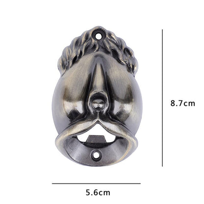 Wall-hung bronze bottle opener with goddess motif