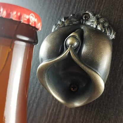 Wall-hung bronze bottle opener with goddess motif