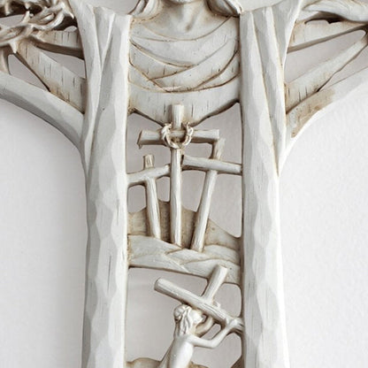 Wall cross with Christ - a tribute in resin