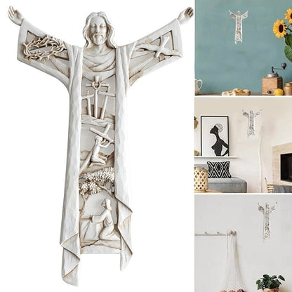 Wall cross with Christ - a tribute in resin